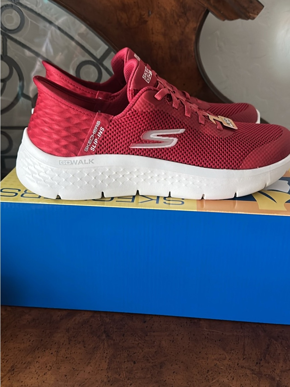 Skechers GOwalk Red Mesh Slip-Ins Sneakers Grand Gentry - Picture 3 of 6